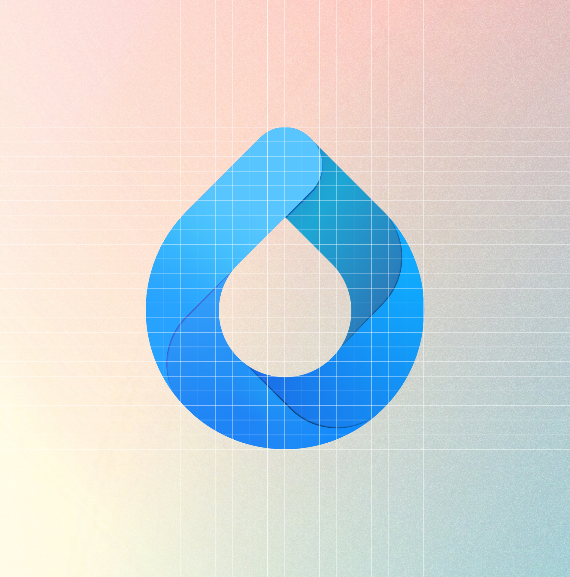 Healthtrackr brand mark — a blue droplet on a soft pastel construction grid