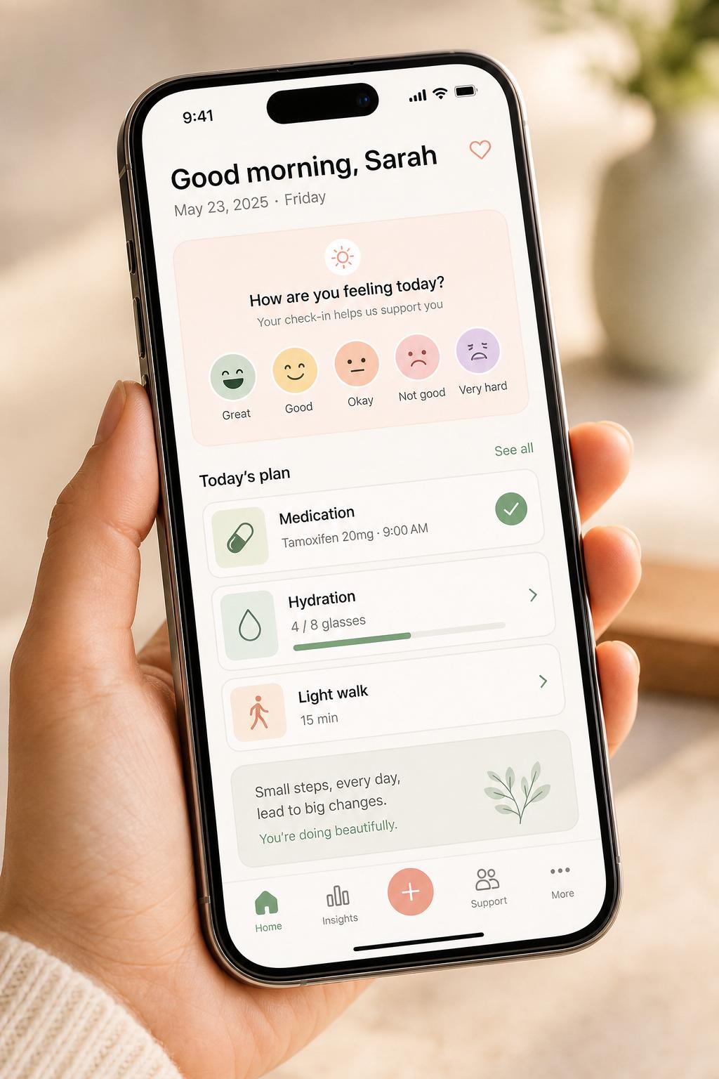Mika oncology digital therapeutic mobile app interface