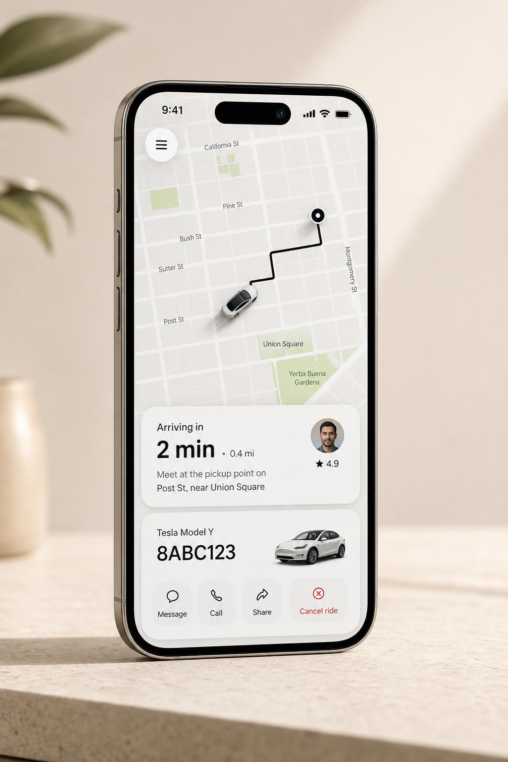 Rimthan-built mobility venture mobile app interface